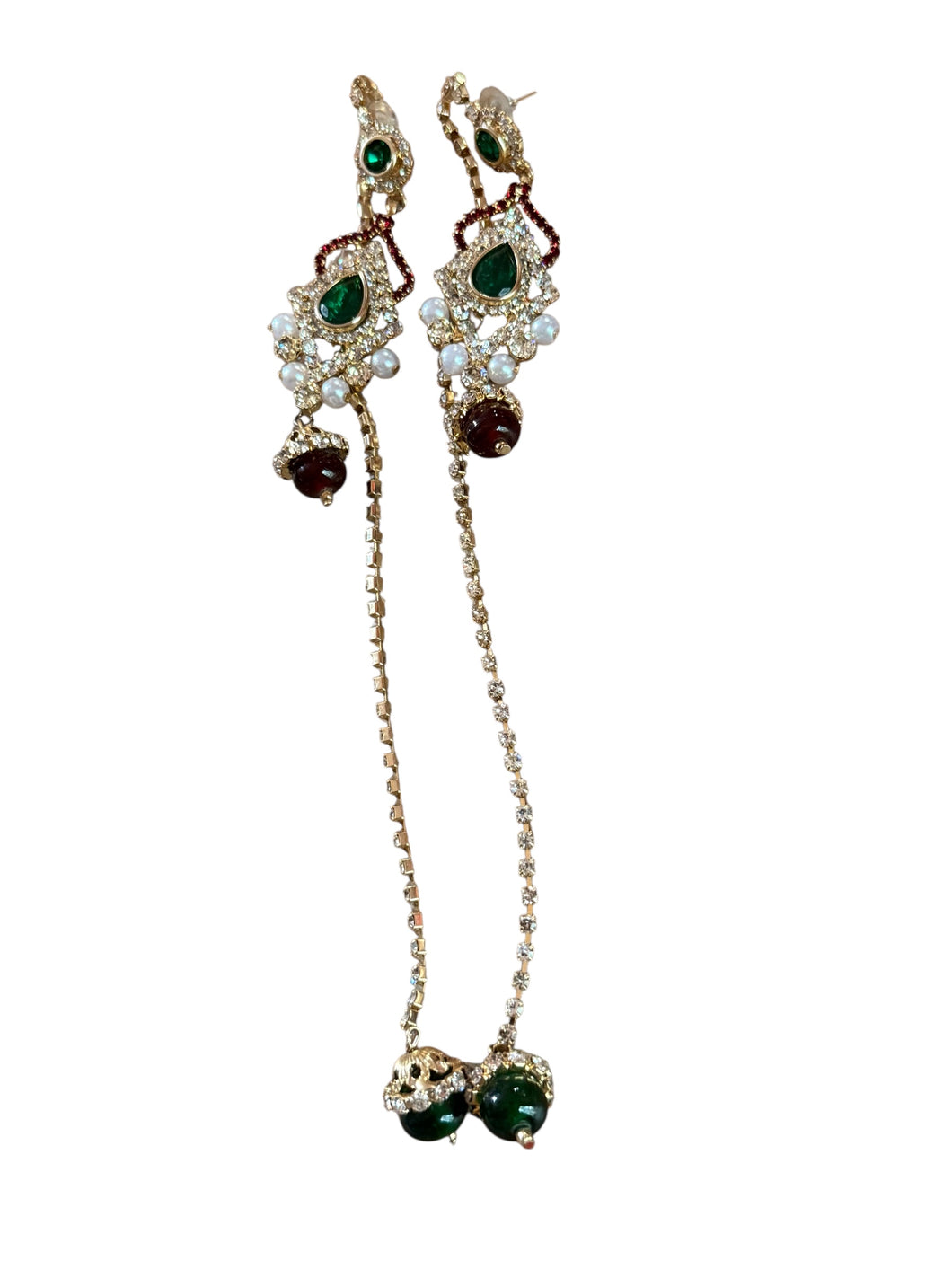 Indian Gemstone Dangle Post Earrings