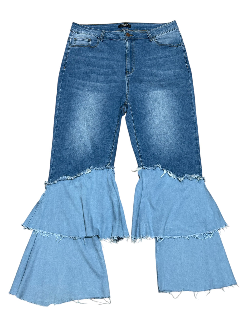 AMERICAN BAZI Double Layer Flare Jeans Fit Sz XL