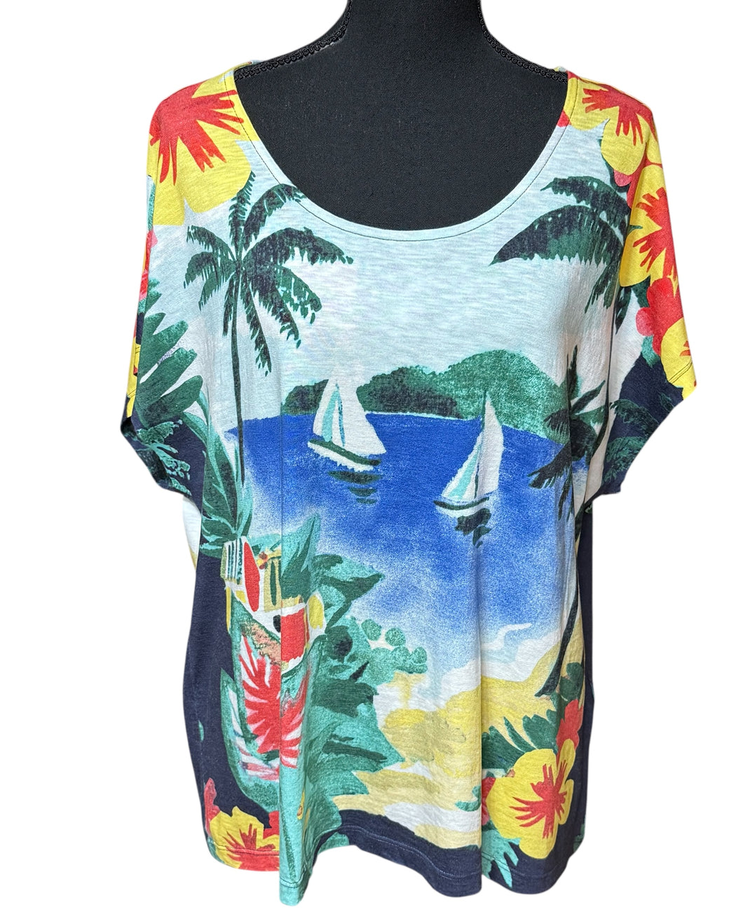 Chicos Nautical Beach Themed Shirt Sz XL