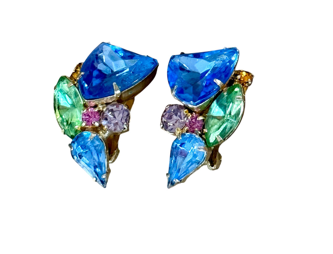 Vtg Multi Gemstone Clips