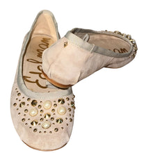 Load image into Gallery viewer, Sam Edelman Taupe Beaded Leather Suede Ballet Flats Sz 8.5M
