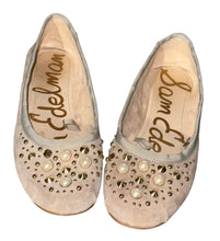 Load image into Gallery viewer, Sam Edelman Taupe Beaded Leather Suede Ballet Flats Sz 8.5M
