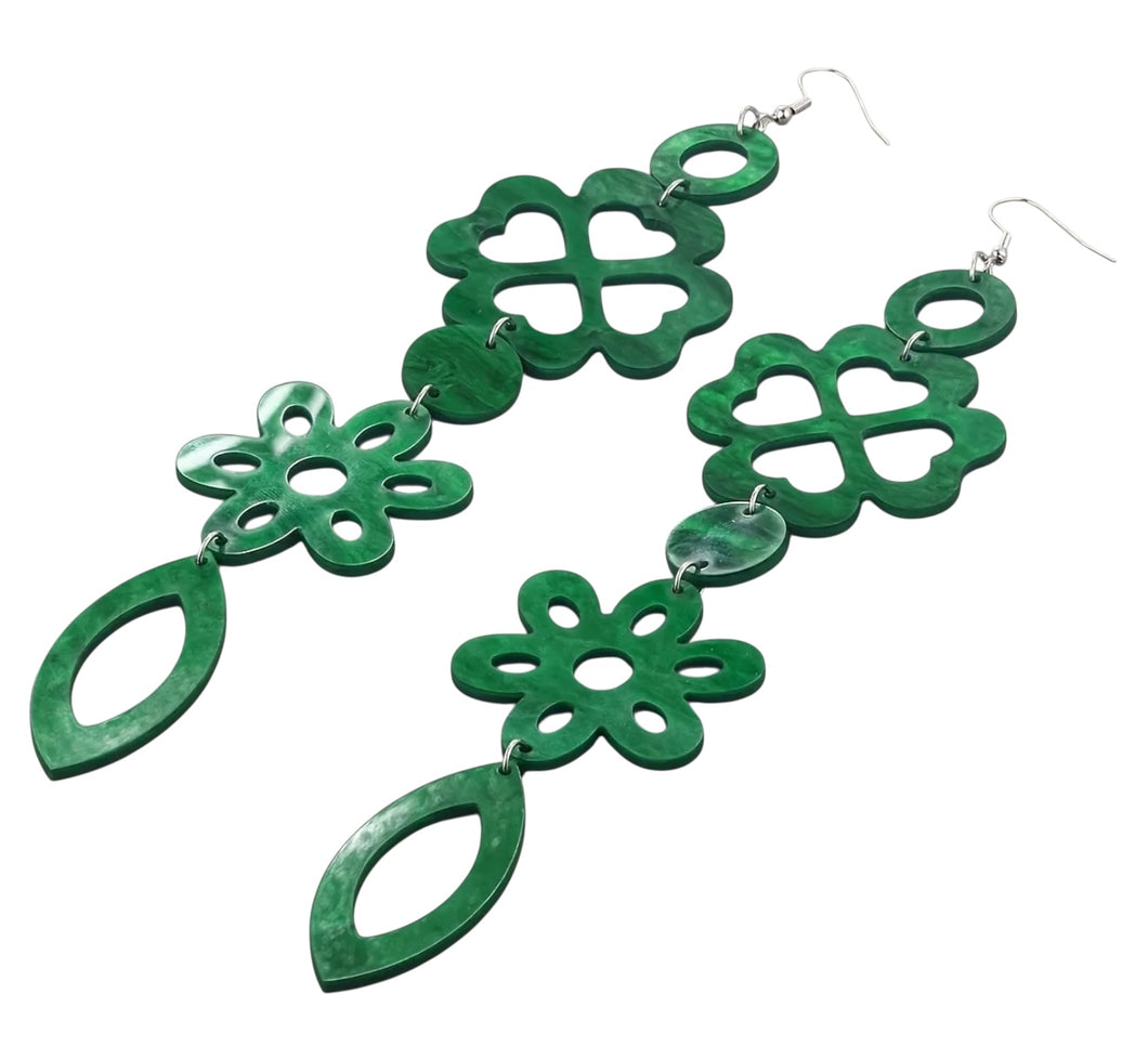 Bohemian Clover Dangle Earrings