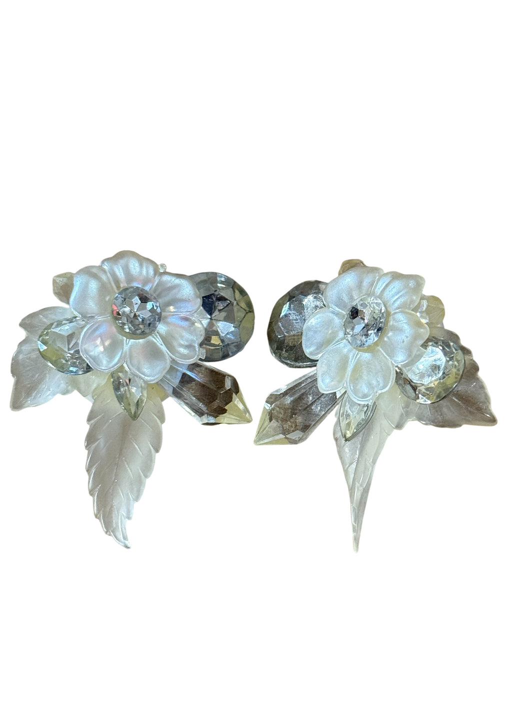 Vintage Flower Acrylic Rhinestone Post Earrings