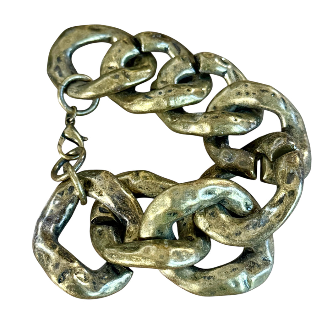 Chunky Hammered Link Chain Bracelet