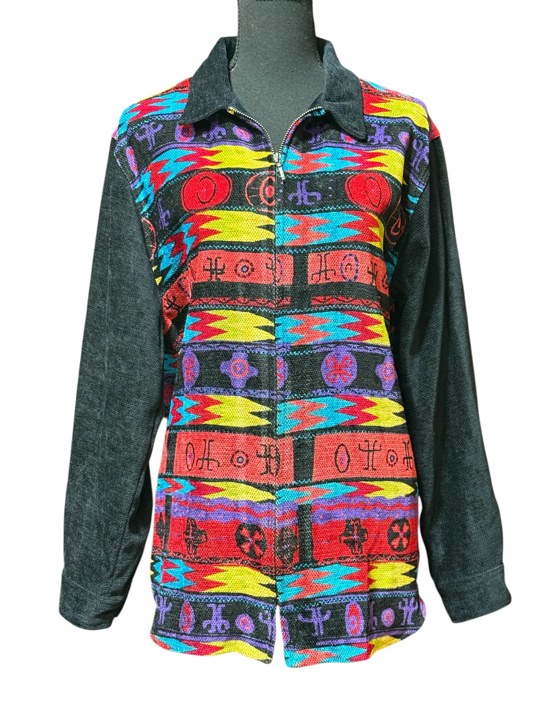 VTG Southwestern Aztec Chenille Chicos Jacket Size L