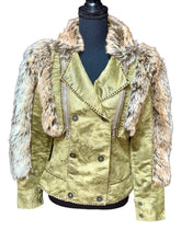 Load image into Gallery viewer, SEANDARA Olive Faux Fur Double Breasted Jacket Sz S
