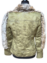 Load image into Gallery viewer, SEANDARA Olive Faux Fur Double Breasted Jacket Sz S
