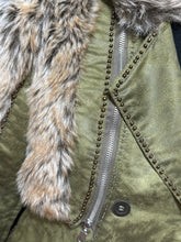 Load image into Gallery viewer, SEANDARA Olive Faux Fur Double Breasted Jacket Sz S
