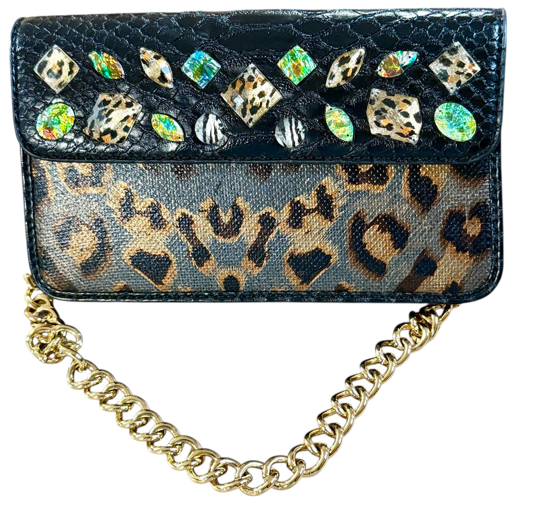 Christian Audigier Mixed Small Stone Clutch